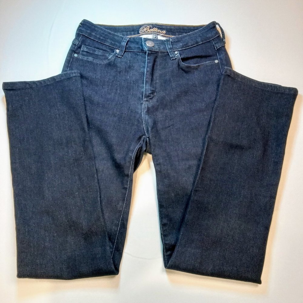 Bellina Dark Blue, High Rise Straight Denim Jeans US 6